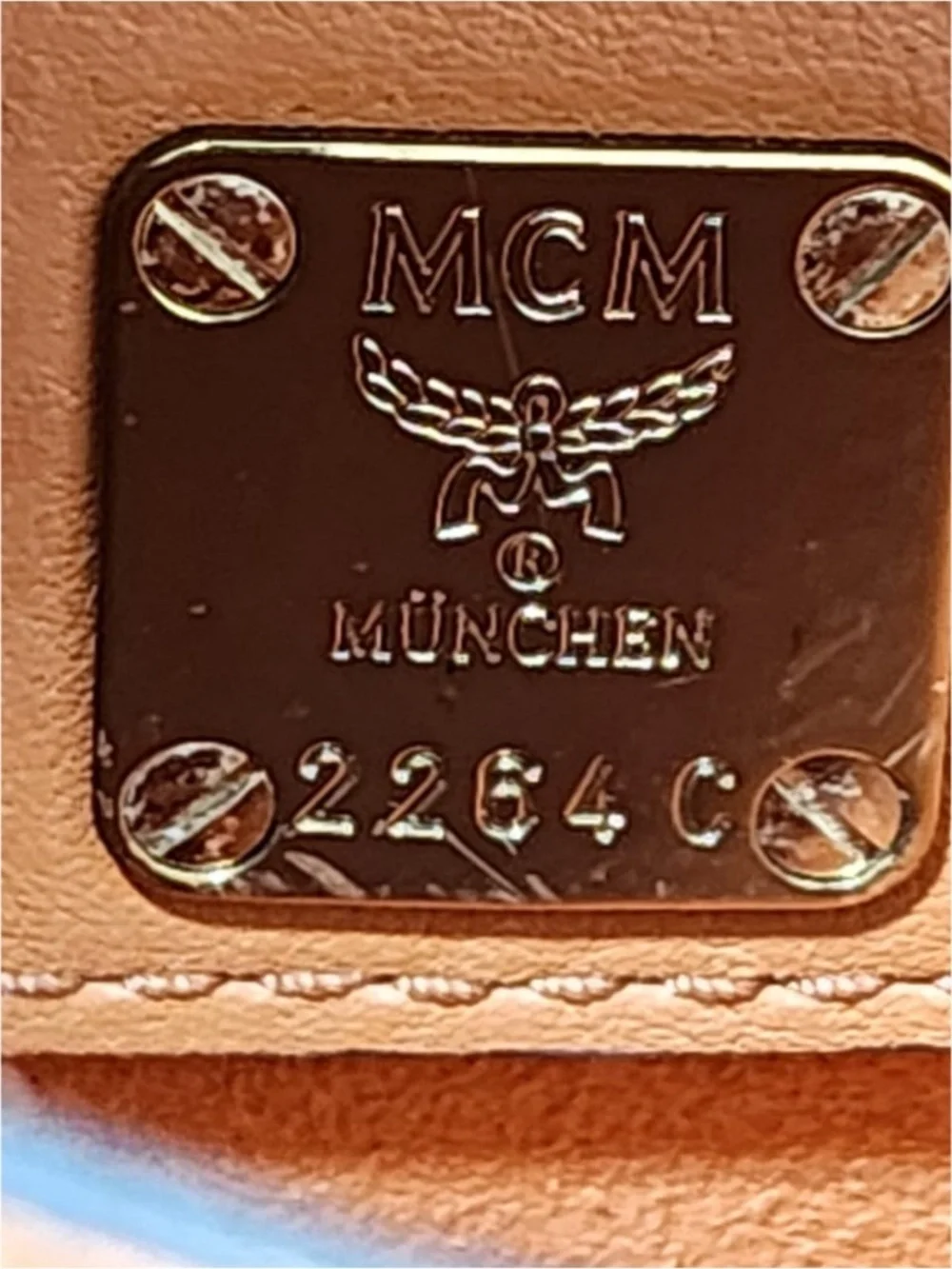 Authentic MCM Patricia Stud Trim Visetos Small Shoulder/ Crossbody Bag Brown